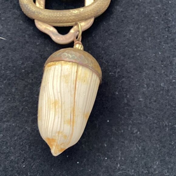 OOAK handmade acorn vintage brass and poly clay necklace. J0075 - Picture 5 of 6